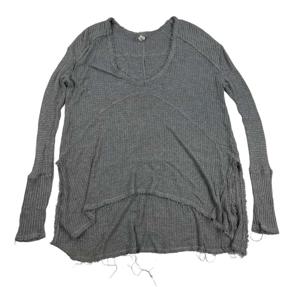 Free People Long Weekend Tee Long Sleeve V-Neck Dolman Sleeve Gray Sz XS